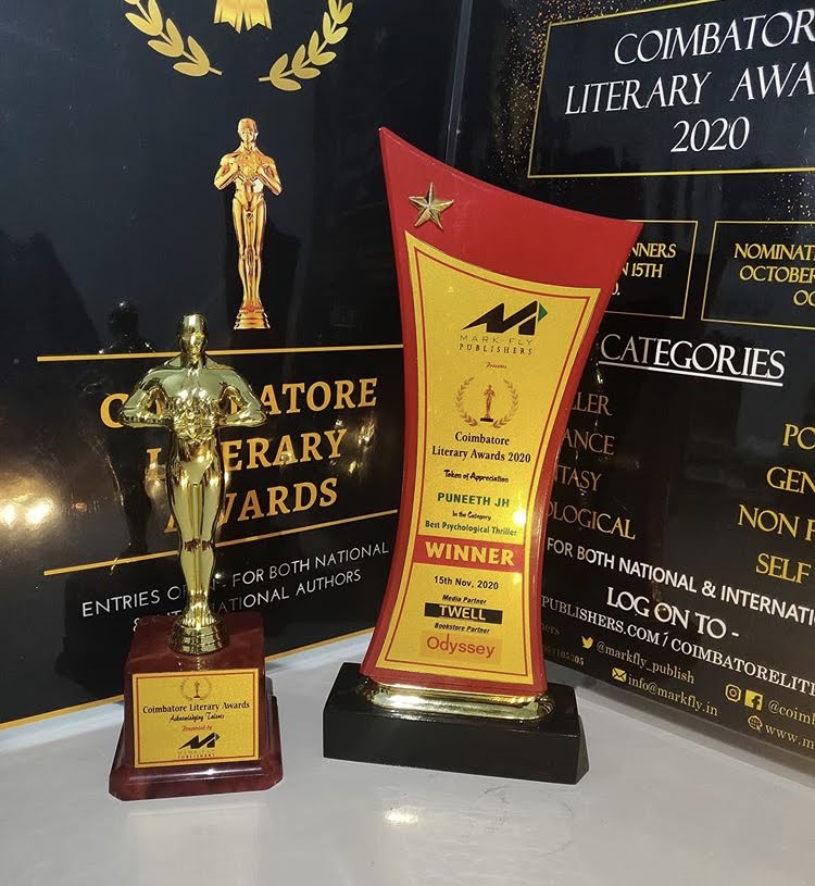 Coimbatore Literary Awards trophies received by Puneeth JH